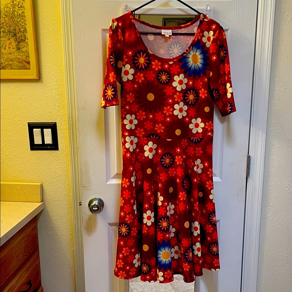LuLaRoe Red Floral Midi Dress